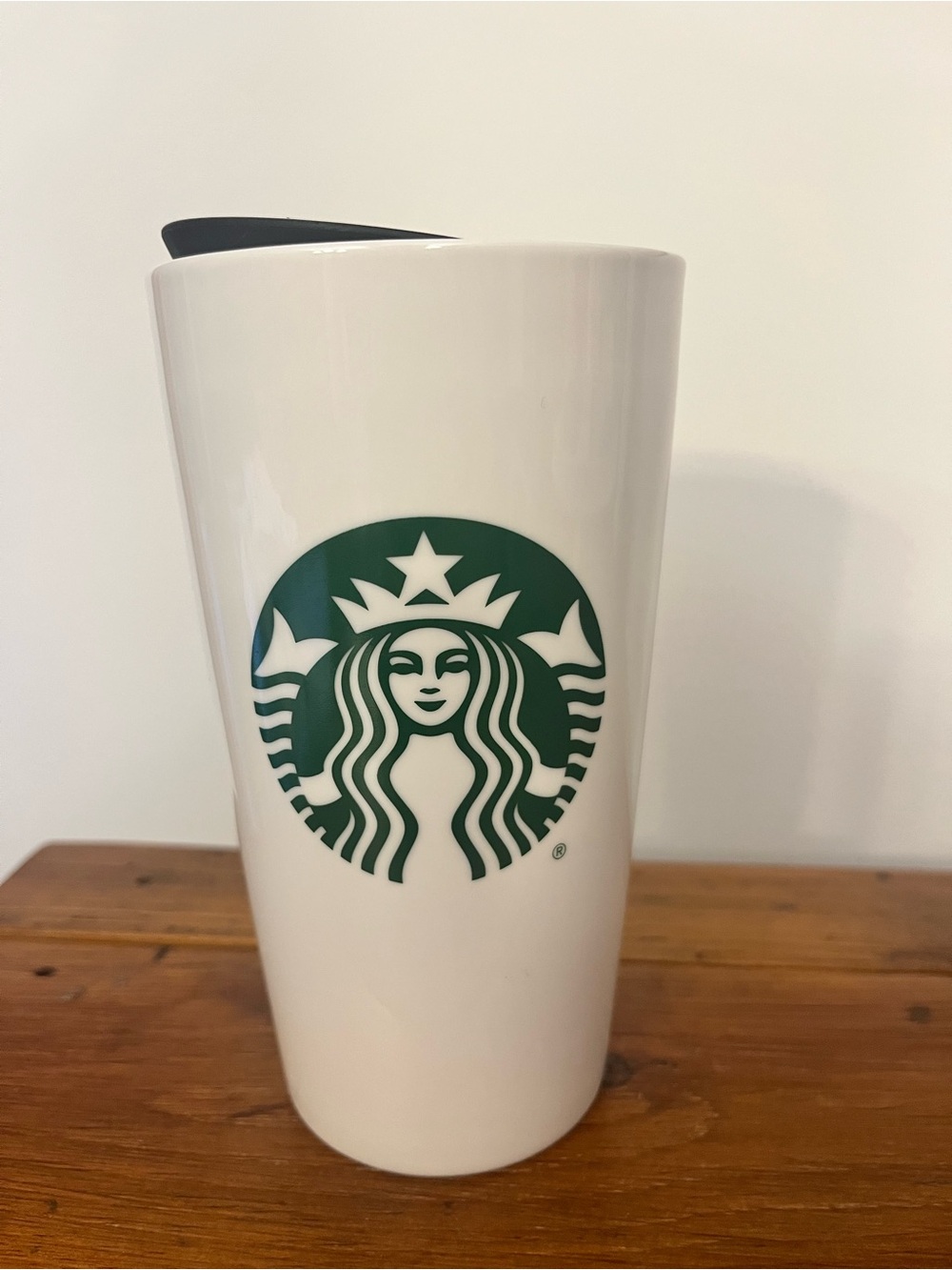 Starbucks White Ceramic Tumbler with Green Siren Logo